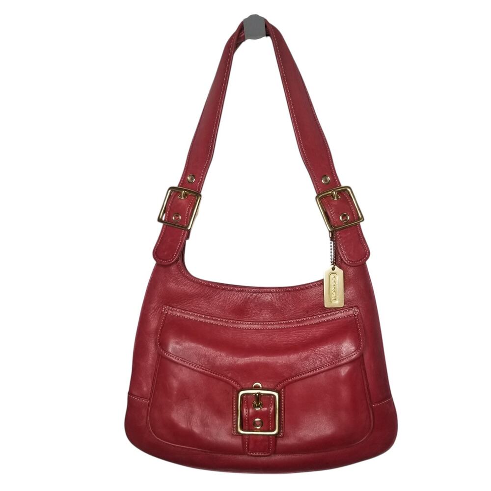 Vintage Y2K Coach Legacy Saddle Bag 9340 Red Leather Purse Buckle Brass Classic